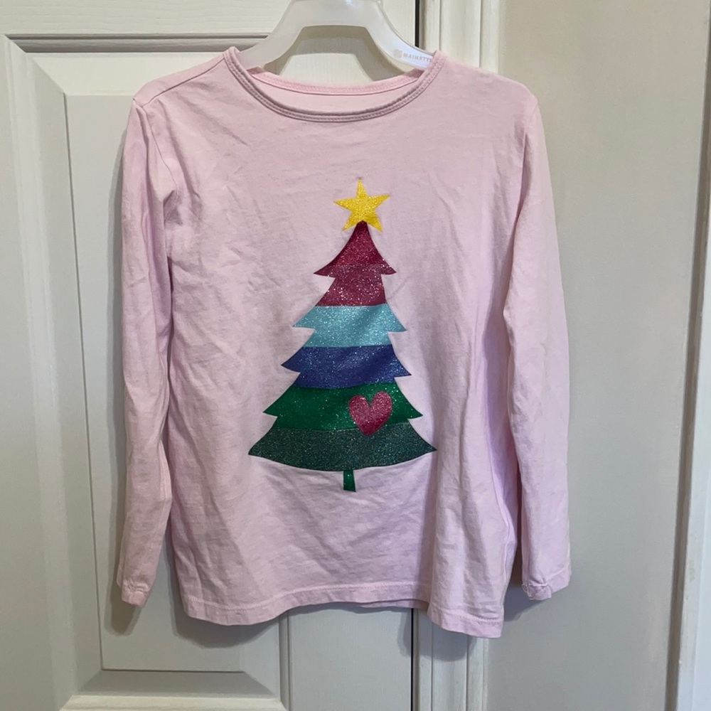Crewcuts pink Christmas tree shirt